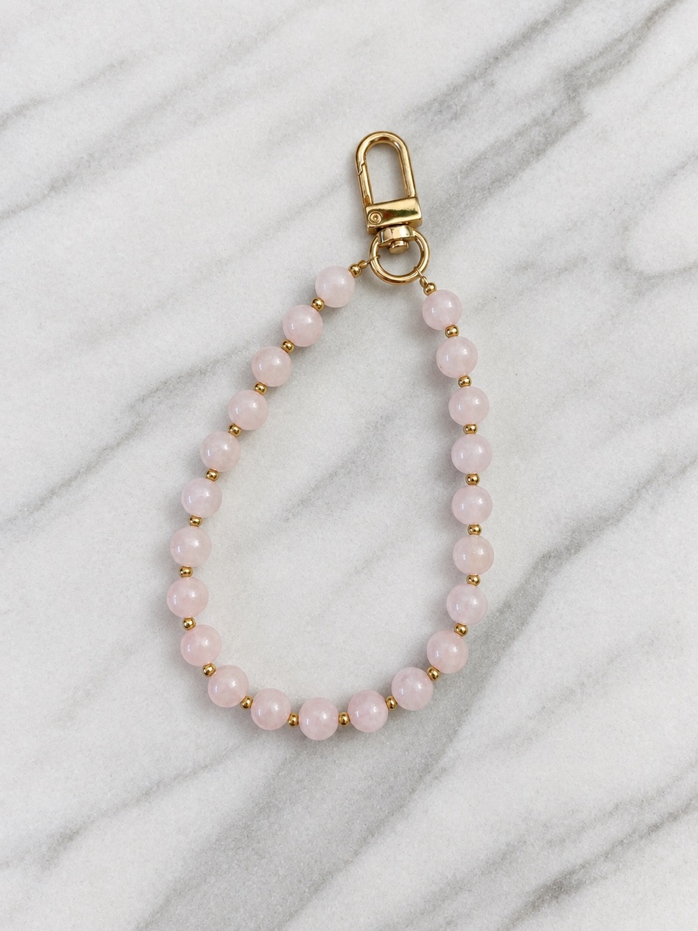 Gold & Pink Beaded Wristlet